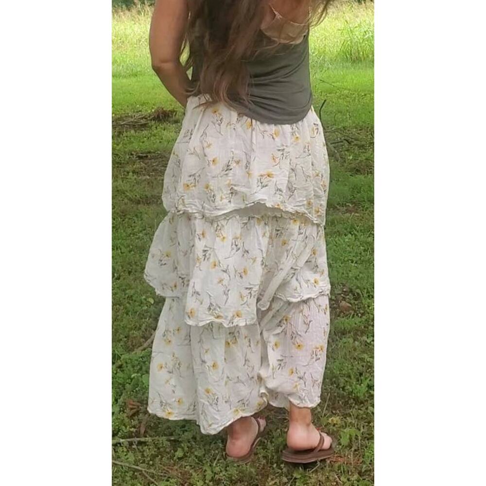 Happy x Nature by Kate Hudson for NY&C tiered maxi skirt sunflower floral medium - Picture 3 of 3